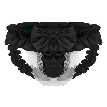 Open Butt Wetlook Male Panties Lingerie / Sexy Bowknot Satin Briefs Underwear For Men - EVE's SECRETS